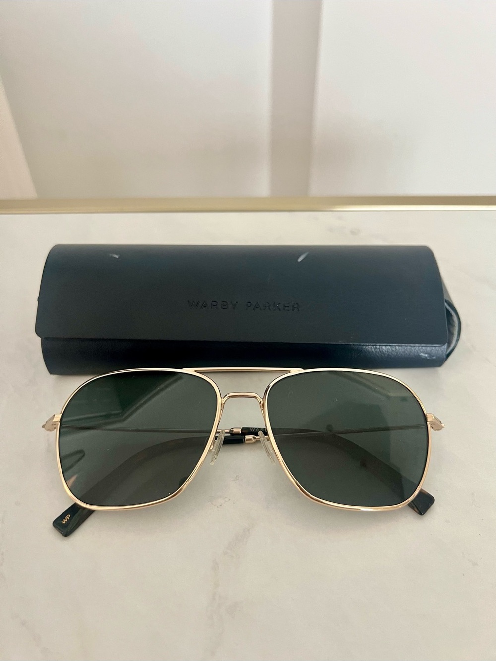 Warby Parker Gold Frame Aviator Sunglasses